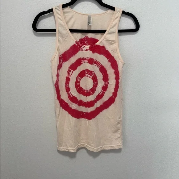 American Apparel Cream Tank Top with Red Bullseye Design Size Small - Picture 1 of 4